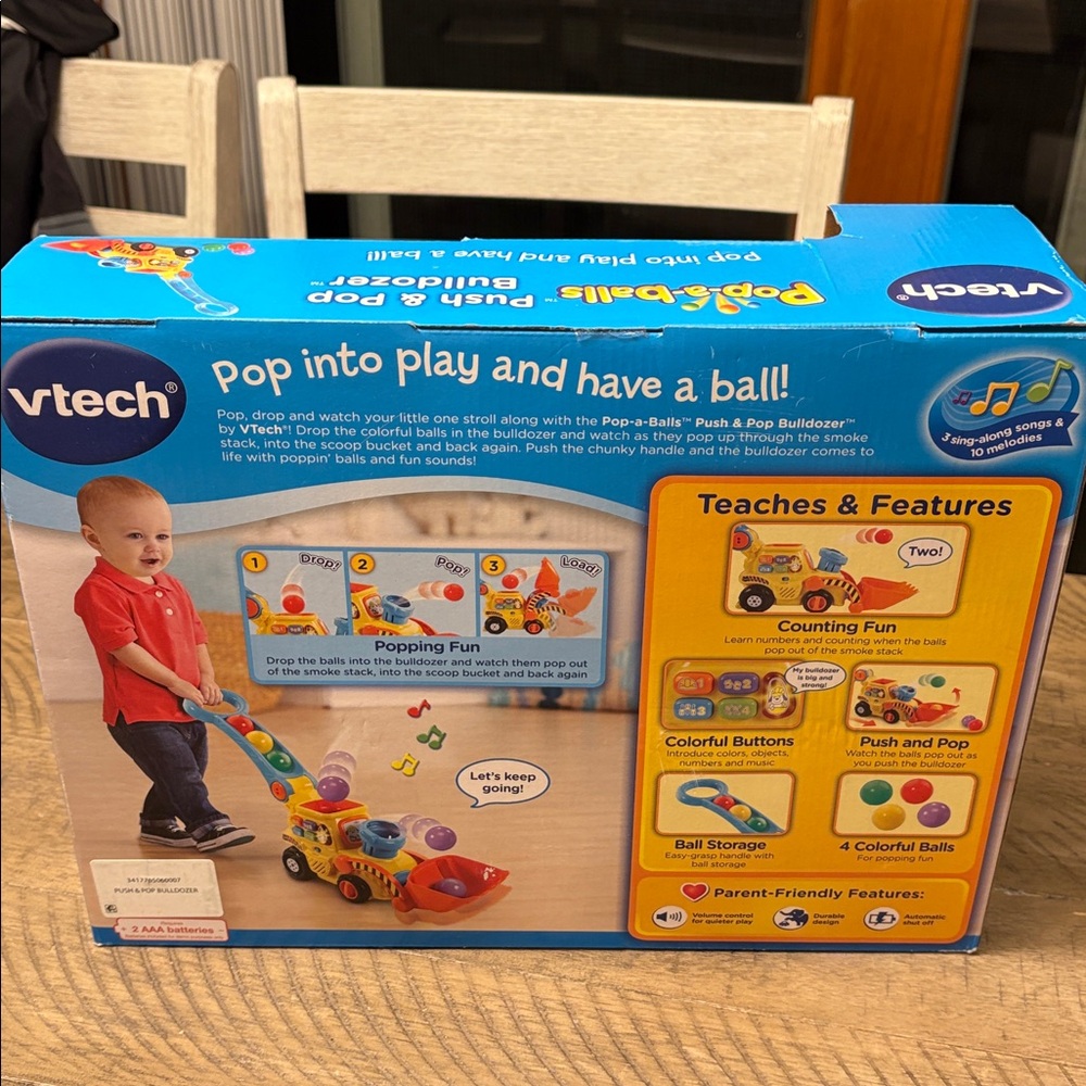 VTech Pop-a-Balls Push & Pop Bulldozer - Yellow and Orange - Picture 4 of 4